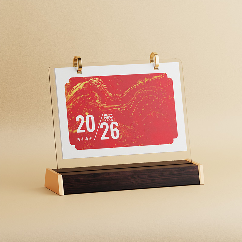 商务亚克力木质台历