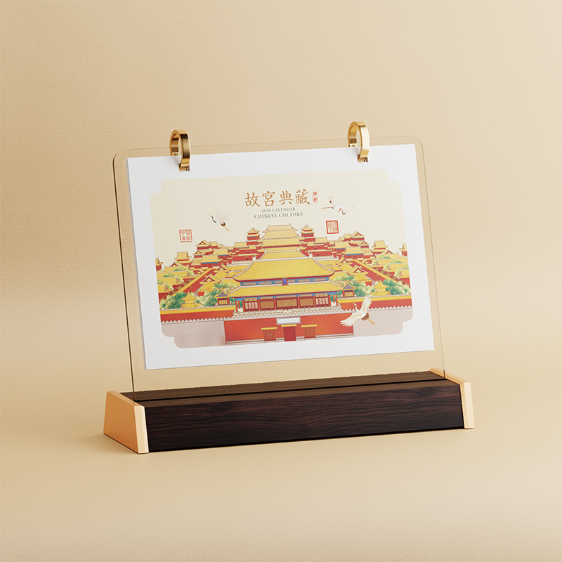 商务亚克力木质台历